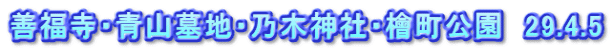 善福寺・青山墓地・乃木神社・檜町公園　29.4.5