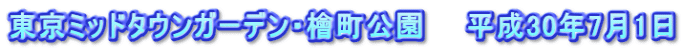 東京ミッドタウンガーデン・檜町公園　　平成30年7月1日
