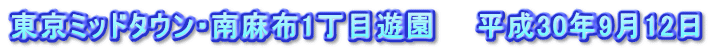 東京ミッドタウン・南麻布1丁目遊園　　平成30年9月12日
