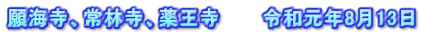 願海寺、常林寺、薬王寺　　　令和元年8月13日