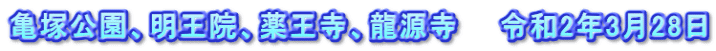 亀塚公園、明王院、薬王寺、龍源寺　　令和2年3月28日