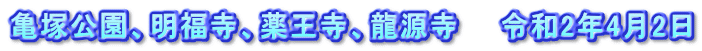 亀塚公園、明福寺、薬王寺、龍源寺　　令和2年4月2日