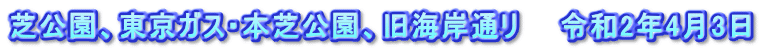 芝公園、東京ガス・本芝公園、旧海岸通リ　　令和2年4月3日