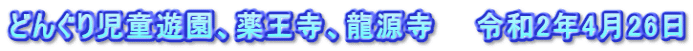 どんぐり児童遊園、薬王寺、龍源寺　　令和2年4月26日