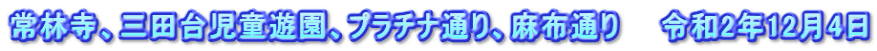 常林寺、三田台児童遊園、プラチナ通り、麻布通り　　令和2年12月4日