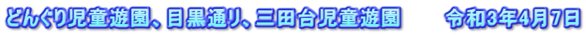 どんぐり児童遊園、目黒通リ、三田台児童遊園　　　令和3年4月7日
