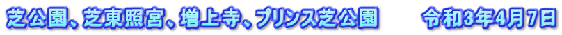 芝公園、芝東照宮、増上寺、プリンス芝公園　　　令和3年4月7日