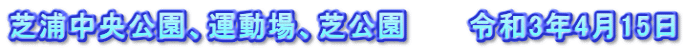 芝浦中央公園、運動場、芝公園　　　令和3年4月15日