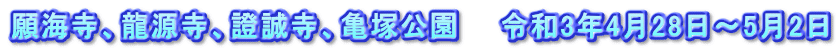 願海寺、龍源寺、證誠寺、亀塚公園　　令和3年4月28日～5月2日