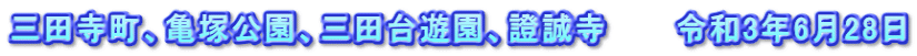 三田寺町、亀塚公園、三田台遊園、證誠寺　　　令和3年6月28日