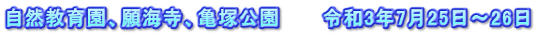 自然教育園、願海寺、亀塚公園　　　令和3年7月25日～26日