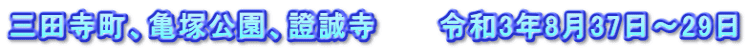 三田寺町、亀塚公園、證誠寺　　　令和3年8月37日～29日