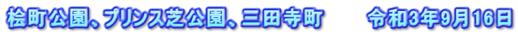 桧町公園、プリンス芝公園、三田寺町　　　令和3年9月16日