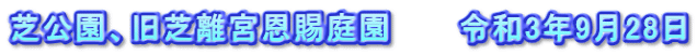 芝公園、旧芝離宮恩賜庭園　　　令和3年9月28日