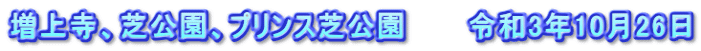 増上寺、芝公園、プリンス芝公園　　　令和3年10月26日