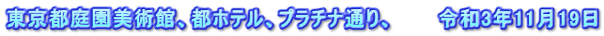 東京都庭園美術館、都ホテル、プラチナ通り、　　　令和3年11月19日