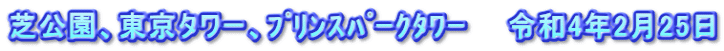 芝公園、東京タワー、ﾌﾟﾘﾝｽﾊﾟｰｸﾀﾜｰ　　令和4年2月25日