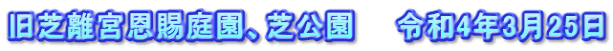 旧芝離宮恩賜庭園、芝公園　　令和4年3月25日