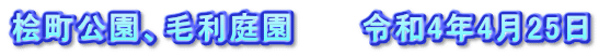 桧町公園、毛利庭園　　　令和4年4月25日