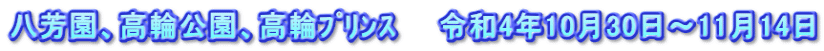 八芳園、高輪公園、高輪ﾌﾟﾘﾝｽ　　令和4年10月30日～11月14日