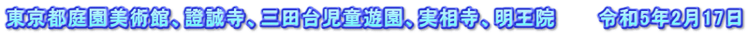 東京都庭園美術館、證誠寺、三田台児童遊園、実相寺、明王院　　　令和5年2月17日