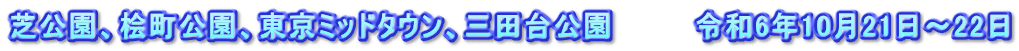 芝公園、桧町公園、東京ミッドタウン、三田台公園　　　　令和6年10月21日～22日
