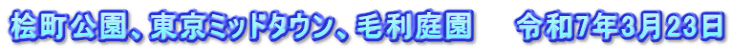 桧町公園、東京ミッドタウン、毛利庭園　　令和7年3月23日