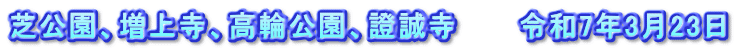 芝公園、増上寺、高輪公園、證誠寺　　　令和7年3月23日