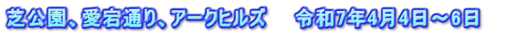 芝公園、愛宕通り、アークヒルズ　　令和7年4月4日～6日　　　