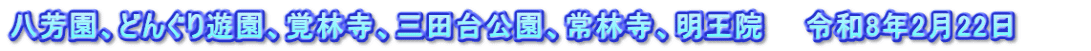 八芳園、どんぐり遊園、覚林寺、三田台公園、常林寺、明王院　　令和8年2月22日　　　